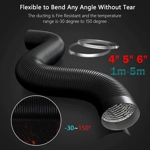 4-6inch 1/5m Flexible Ducting Dryer Vent Pipe Aluminum Foil PVC Duct Fan Hose UK - Picture 1 of 22