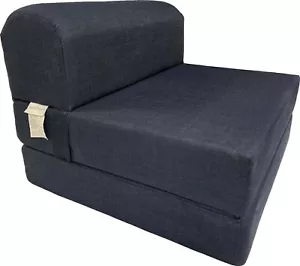 Twin Flip Chair Folding Foam Beds, 6x32x70, High Density Foam Bedding, Denim - Picture 1 of 3
