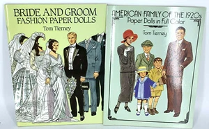 Tom Tierney Paper Dolls 2 Bücher Lot American Family of 1920s + Bride and Groom - Bild 1 von 11
