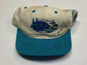 Charlotte Hornets NBA 1990s Hat Signed Basketball 7 David Wesley Travis Williams - Picture 1 of 6