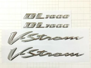Raised 3D Chrome Tank Decal Set For V-Strom V-Strom DL1000 Emblem Sticker Bling - Bild 1 von 2