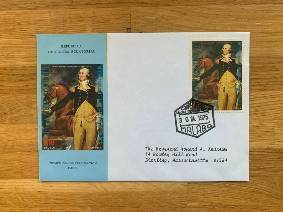 EQUATORIAL GUINEA 1975 FDC AMERICAN BICENTENNIAL GEORGE WASHINGTON - Image 1 of 1