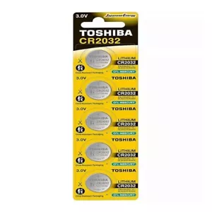 Toshiba Button Battery CR2032 3V Lithium Manganese Coin Cell Battery Pack of 5 - Picture 1 of 6