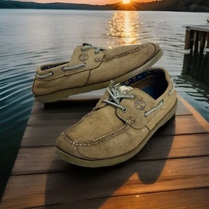 Mens Timberland Earthkeepers 5229R Taupe Leather Slip On Boat Shoes Size 9M - Picture 1 of 8