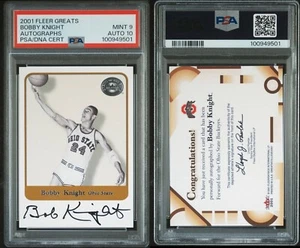 BOBBY KNIGHT 2001 Fleer Greats of the Game ON CARD AUTO PSA 9 MINT AUTO 10 - Picture 1 of 1