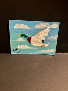 ACEO, Stockente, Vogel, Tierwelt, Original OOAK Gemälde, von Darlene Jaye - Bild 1 von 1