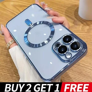 Fr iPhone 16 Pro Max 15 14 13 12 Shockproof Magnetic Case with Camera Lens Cover - Picture 1 of 14