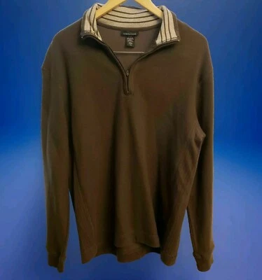 STRUCTURE Men's Size M Brown Sweater Knit Long Sleeves 1/4 Zip front NWT - Image 1 of 4
