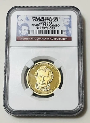 2009-S Zachary Taylor NGC PF69 Ultra Cameo Proof 12th President Dollar Coin - Image 1 of 4