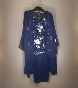 Midnight Velvet Formal Mother of the Bride Navy Embroidered 3 Pcs Pant Set - Picture 1 of 7