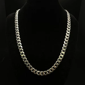 Collana Uomo Argento 925 Maglia Cubana 23,5” – Massiccio Pesante 66,9g Marca Italia - Foto 1 di 8