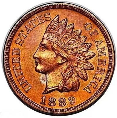 Centavo cabeza india 1889 prueba rojo arco iris excelente gema solo 3.336 hecho #154 Foto 1 de 2