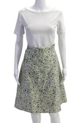 Tory Burch Womens Silk Floral Print Midi A-Line Skirt Valerie Green Size 8 - Image 1 of 4