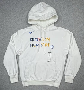 Nike Brooklyn Nets City Edition Hoodie Sweatshirt Herren Small weiß Fleece neu ohne Etikett - Bild 1 von 9