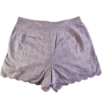 Ann Taylor Eyelet Linen Shorts High Waist Lavender Purple Womens 12 - Image 1 of 4