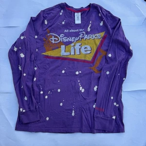 Disneyland All About The Parks Life Long Sleeve T-shirt Purple Size Large - Picture 1 of 4