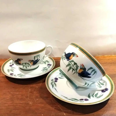 HERMES Toucans Morning Soup Cup Saucer Pair Set — 第 1/4 张图片