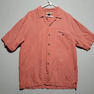 Tommy Bahama Hemd Herren Large Seide Hawaii Camp bestickt Marlin Holz Knopf - Bild 1 von 11
