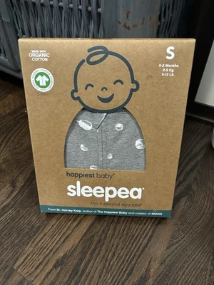 Happiest Baby Sleepea SMALL 0-2 Months Organic Cotton Swaddle Graphite Planets - Image 1 of 3