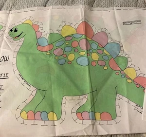 VTG Rainbow Room Dinosaur Quiltie Uncut Craft Panel - Ready To Sew - Picture 1 of 6