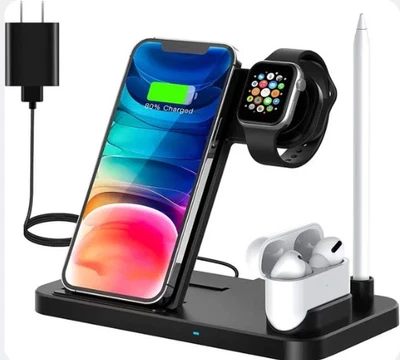 Wireless Charging Station - 4 in 1 Wireless Charger Charging Stand Compatible wi - Image 1 of 4