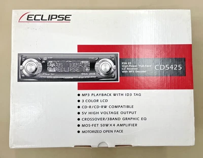Old School Eclipse CD5425 Full Face ESN E5 CD MP3 Receiver, 5V Pre-out, NOS - Image 1 of 4