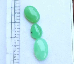 12,10 ct 3 Stck. Natürlicher Chrysopras Cabochon Lose Edelsteine für Schmuckherstellung - Bild 1 von 4