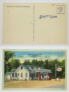 Bain's Service Station Route 40 McKenney Stony Creek VA Esso Gas Pumps Linen PC - Picture 1 of 1
