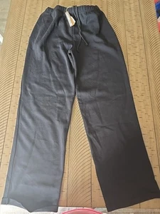 Pantalón clásico de pierna recta de algodón polar Skims, ónix, pequeño BO-STR-4003 - Imagen 1 de 4