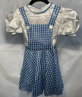 Vestido Disfraz Dorothy Mago de Oz Lentejuelas Niñas Talla Pequeña Con Dos Lazos para el Cabello Foto 1 de 4