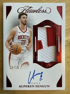 2024/25 Panini Flawless Alperen Sengun Game Used Jersey Patch Ruby Auto 12/15  - Picture 1 of 2