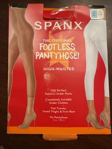 Spanx High Waisted Footless Pantyhose Power Capri Size C Shade Nude No Pantyline - Picture 1 of 12