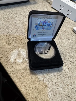 Disneyland 70th Anniversary Limited Edition Platinum Plated Coin #0353/1,350 (A1 - Image 1 of 4