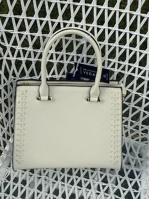 New LA TERRE Women’s Handbag Purse Small Ivory And Gold PETA Approved Vegan - Image 1 of 4