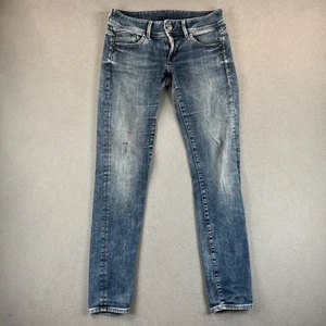 G-Star RAW Jeans Womens 28 Blue Slim Fit Distressed Denim Mid Rise Faded Pants - Picture 1 of 11