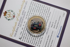 🧭 🇨🇰 COOK ISLANDS DOLLAR 2011 VERGOLDET + COA ASTON MARTIN KATE & WILLIAM - Bild 1 von 4