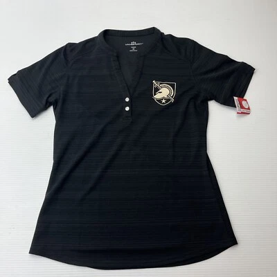 Army Black Knights Henly Shirt Womens Small Black V Neck Buttons Embroidered - Image 1 of 4