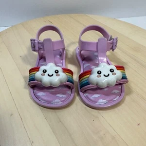 Mini Melissa Regenbogen Wolke Lächeln glückliches Gesicht Sandalen Kleinkind Baby Größe 5 Schuhe - Bild 1 von 9