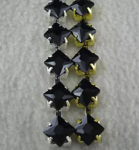 8mm Vidrio Negro Cristal Estrás Cierre Plata Copa Oro Garra Cadena Moda - Imagen 1 de 9