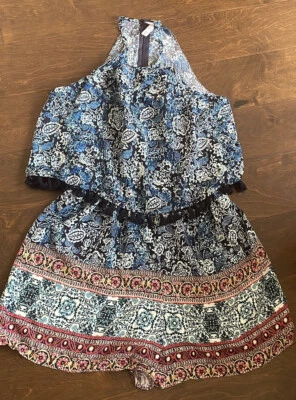 Mameluco Xhilaration para mujer estampado floral talla XS rayón sin mangas ST3225 Foto 1 de 3