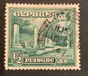 1938 George VI 1/2pi Green FU Cyprus Commonwealth Stamp - Picture 1 of 2