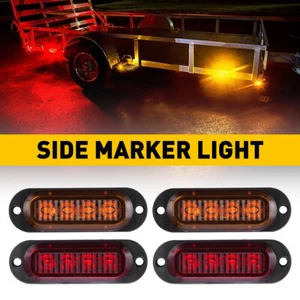 4x AMBER RED LED Side Marker Lamp Clearance Lights Boat Trailer Truck Universal - Picture 1 of 16