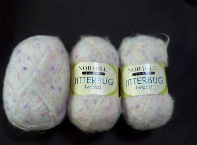 3 Skeins NOB HILL Jitterbug Tweed Yarn  Pale Varigated Purple/Blue/Pink Flecks - Image 1 of 4