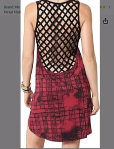 JUNIOR BLACK/RED METAL MULISHA NEVERMIND HIGH/LOW LATTICE BACK DRESS/COVERUP MED - Picture 1 of 10