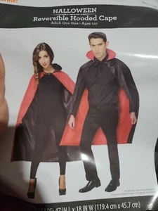 XX 18178 47" Reversible Cape Men Costume Vampire Red Black Collar - Picture 1 of 1