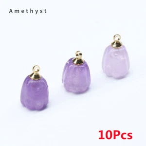 10Pcs 10mm Natural Purple Amethyst Carved Pumpkin Reiki Healing Pendant HT277 - Picture 1 of 7