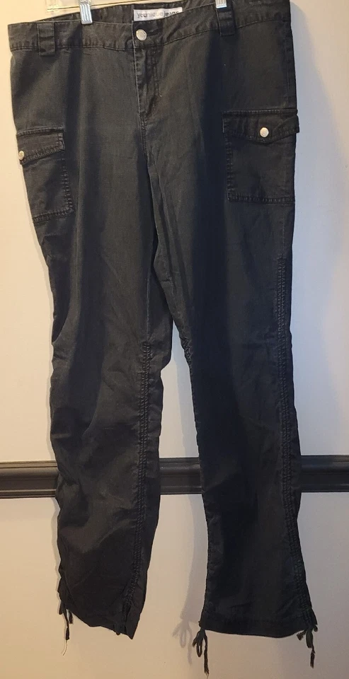 Pantalones rugosos Younique multifuncionales azules tiro medio cargo estilo utilitario talla 17 jun Foto 1 de 4