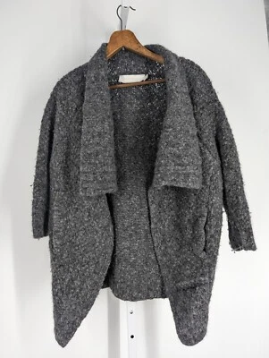 Donna Karan Cachemira Tejido Gris Mantón Abierto Cárdigan Suéter Pequeño Avant Garde Foto 1 de 3