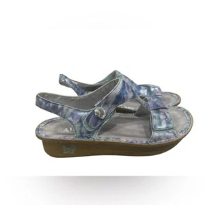 Alegria PG Lite Kendra Impressionist Sandals Size 38 8-8.5 Blue Swirl Leather - Picture 1 of 7