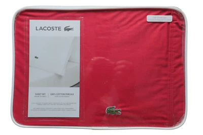 Lacoste 100% Cotton Percale Solid Full Sheet Set Chili Pepper 17138138 - Image 1 of 4